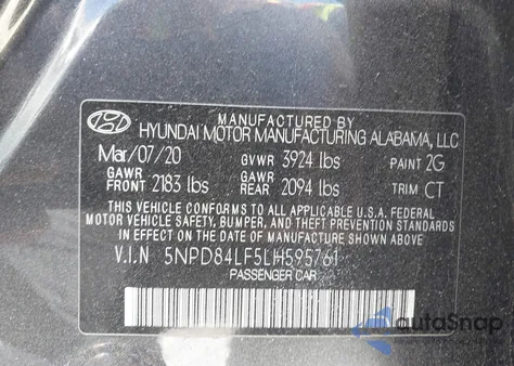 2020 Hyundai Elantra Value Edition z USA, uszkodzony, nr VIN 5NPD84LF5LH595761